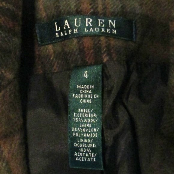 Vintage Lauren, Ralph Lauren: Plaid Wool Blazer Brown Sz 4 - Picture 3 of 5